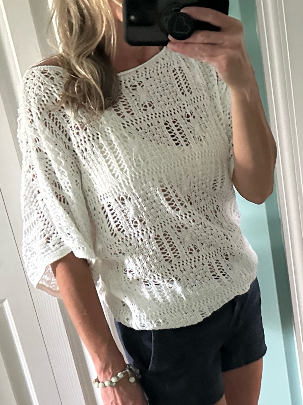 White Knit Dolman Sleeve Summer Sweater Y2K